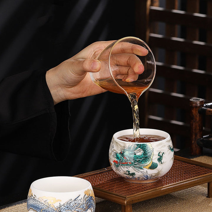 Buddha Stones Drago Cicala Bambù Cervo Gru Loto Prugna Fiore Tazza da tè in ceramica Kung Fu Tazza da tè Ciotola 185ml