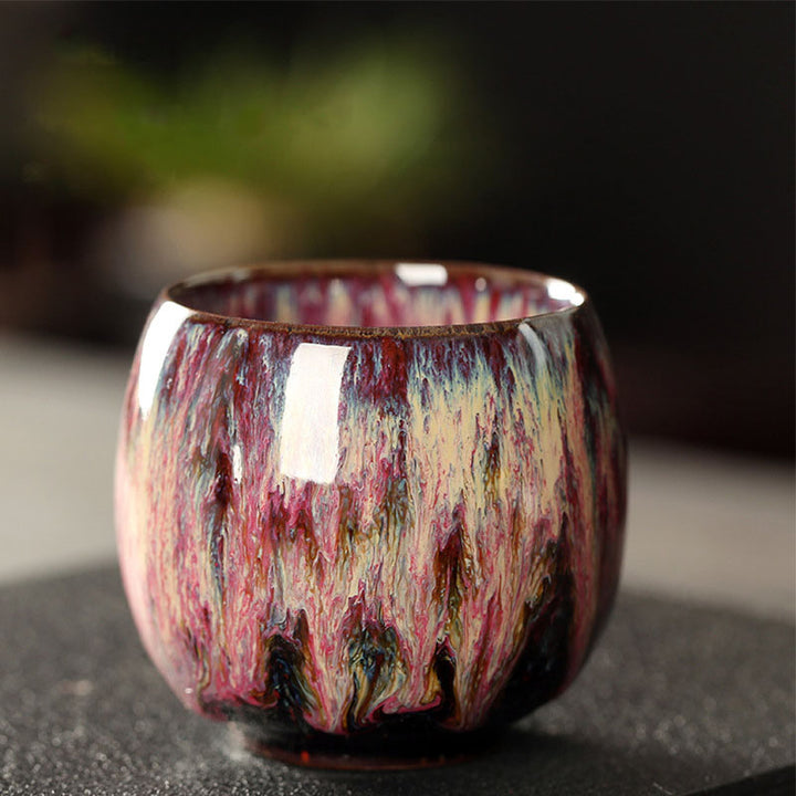Buddha Stones Semplice multicolore Forno Cambiamento Cinese Jianzhan Tazza da tè in ceramica Kung Fu Tazza da tè 110ml