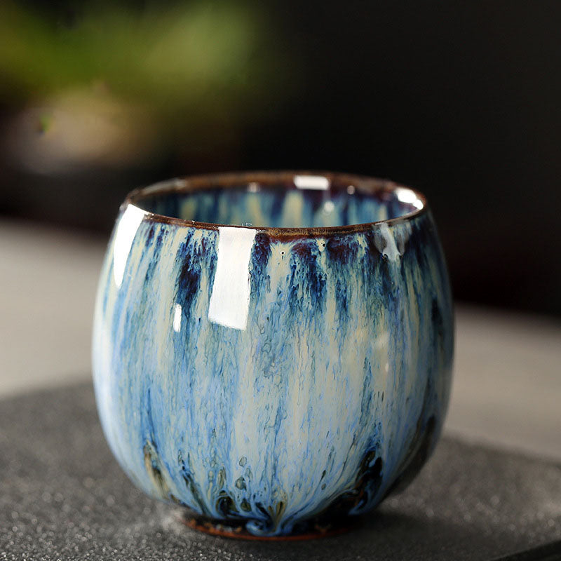 Buddha Stones Semplice multicolore Forno Cambiamento Cinese Jianzhan Tazza da tè in ceramica Kung Fu Tazza da tè 110ml