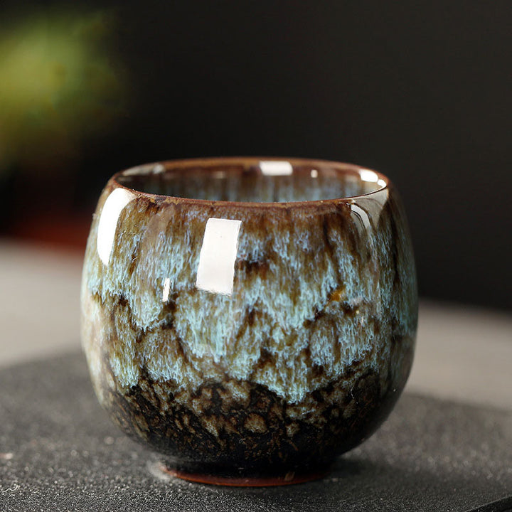 Buddha Stones Semplice multicolore Forno Cambiamento Cinese Jianzhan Tazza da tè in ceramica Kung Fu Tazza da tè 110ml