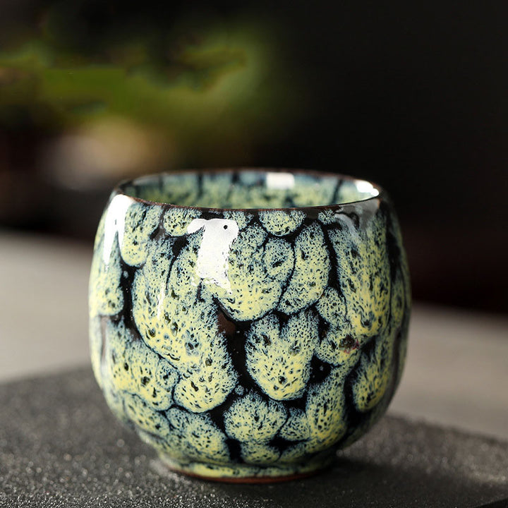 Buddha Stones Semplice multicolore Forno Cambiamento Cinese Jianzhan Tazza da tè in ceramica Kung Fu Tazza da tè 110ml