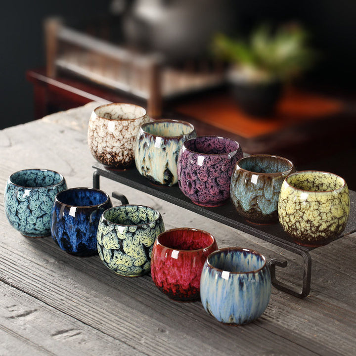 Buddha Stones Semplice multicolore Forno Cambiamento Cinese Jianzhan Tazza da tè in ceramica Kung Fu Tazza da tè 110ml