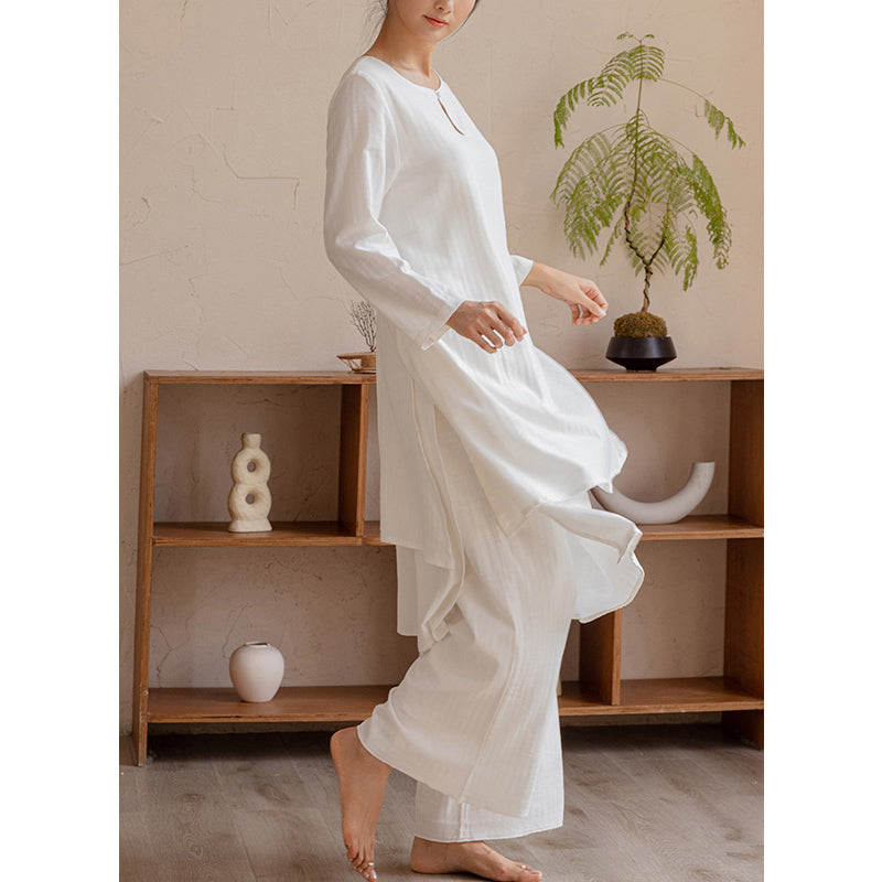 Buddha Stones 2 pezzi Design semplice Tai Chi Meditazione Yoga Abbigliamento Top Pantaloni Set da donna - image 3