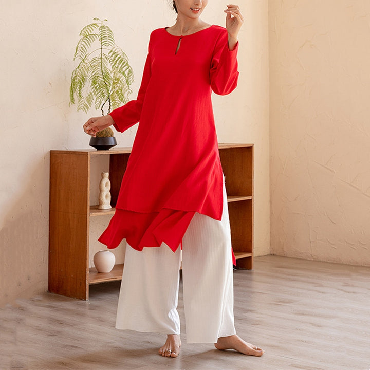 Buddha Stones 2 pezzi Design semplice Tai Chi Meditazione Yoga Abbigliamento Top Pantaloni Set da donna - image 13