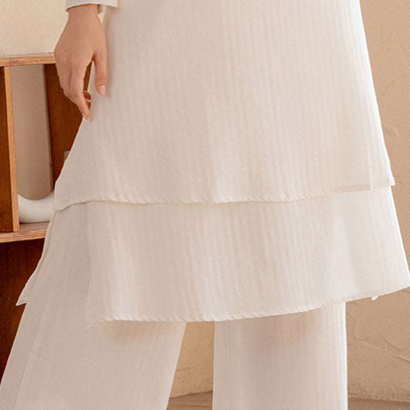 Buddha Stones 2 pezzi Design semplice Tai Chi Meditazione Yoga Abbigliamento Top Pantaloni Set da donna - image 7