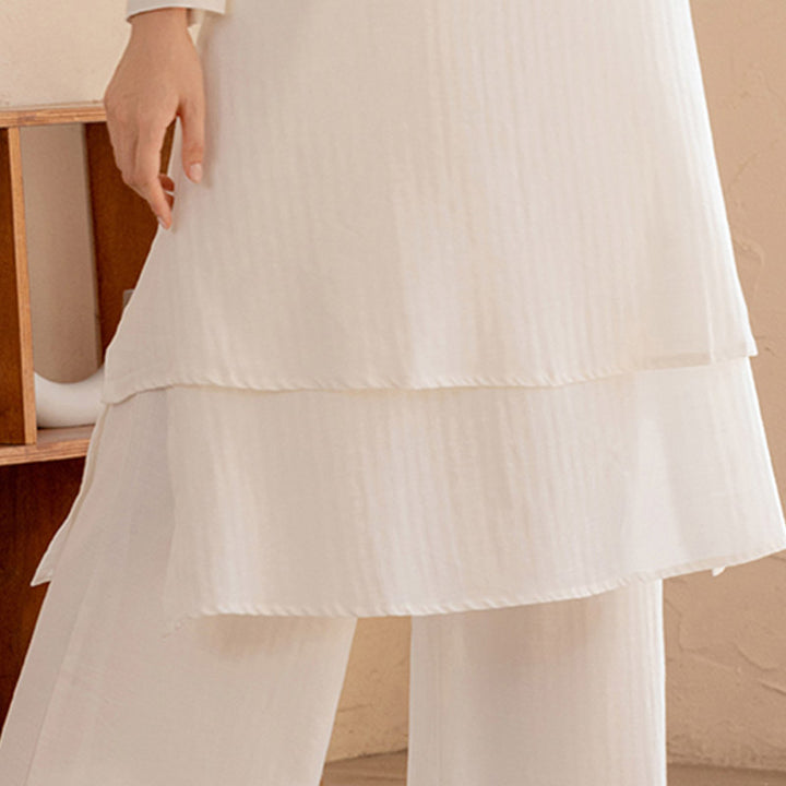 Buddha Stones 2 pezzi Design semplice Tai Chi Meditazione Yoga Abbigliamento Top Pantaloni Set da donna - image 7
