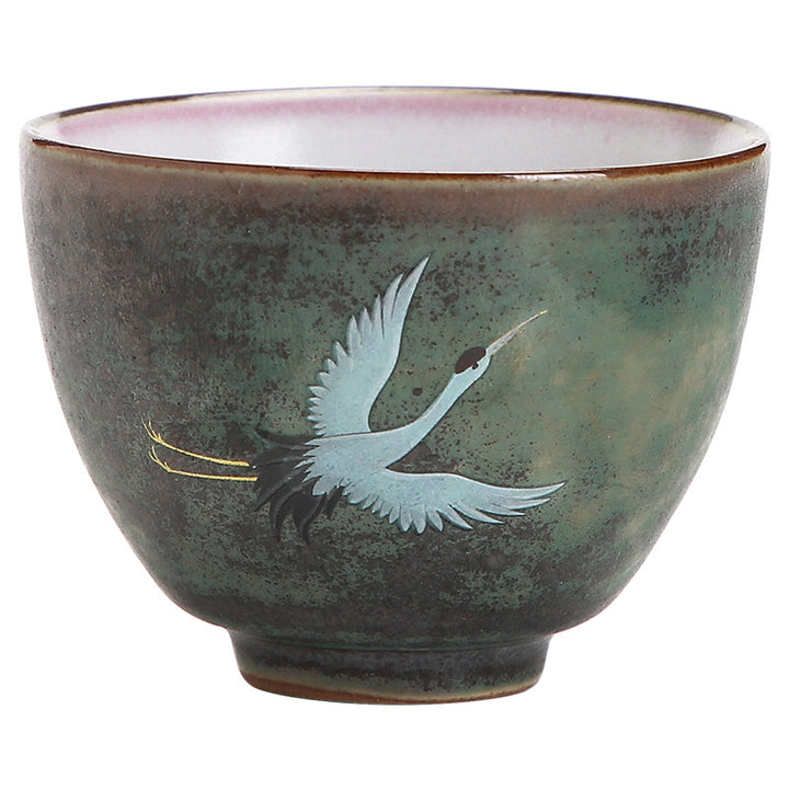 Tazza da tè in ceramica con gru di buon auspicio , Buddha Stones, tazza da tè Kung Fu
