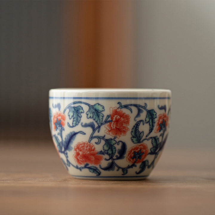 Buddha Stones Koi Fish Arowana Peonia Girasole Tazza da tè in ceramica Tazza da tè Kung Fu 60ml