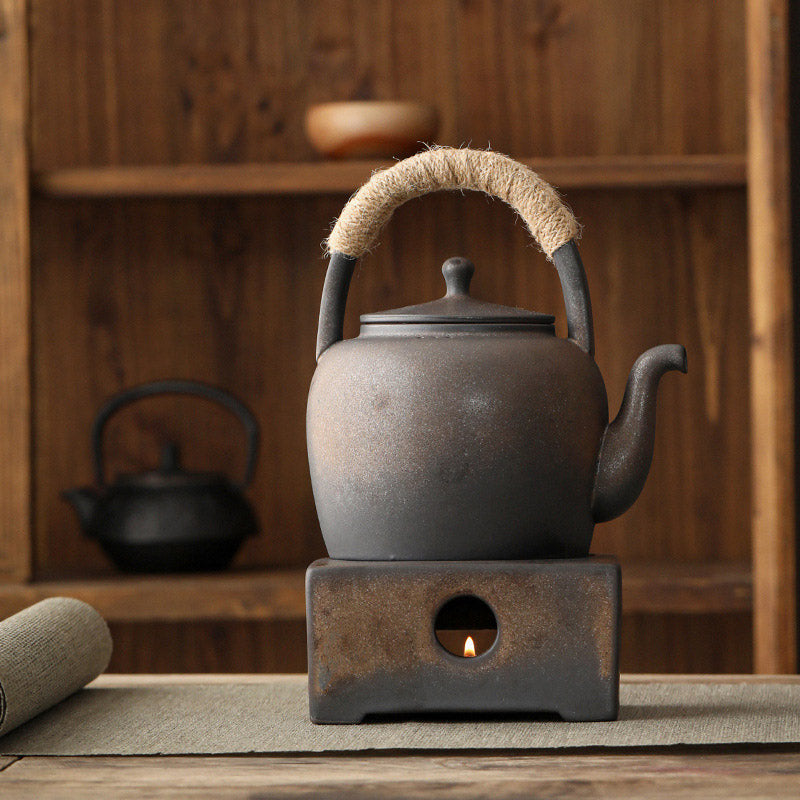 Buddha Stones Retro Brown Chinese Gongfu Tea Teiera in ceramica Kung Fu 700ml con base