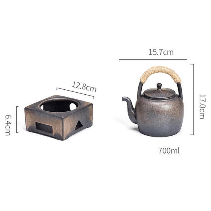 Buddha Stones Retro Brown Chinese Gongfu Tea Teiera in ceramica Kung Fu 700ml con base