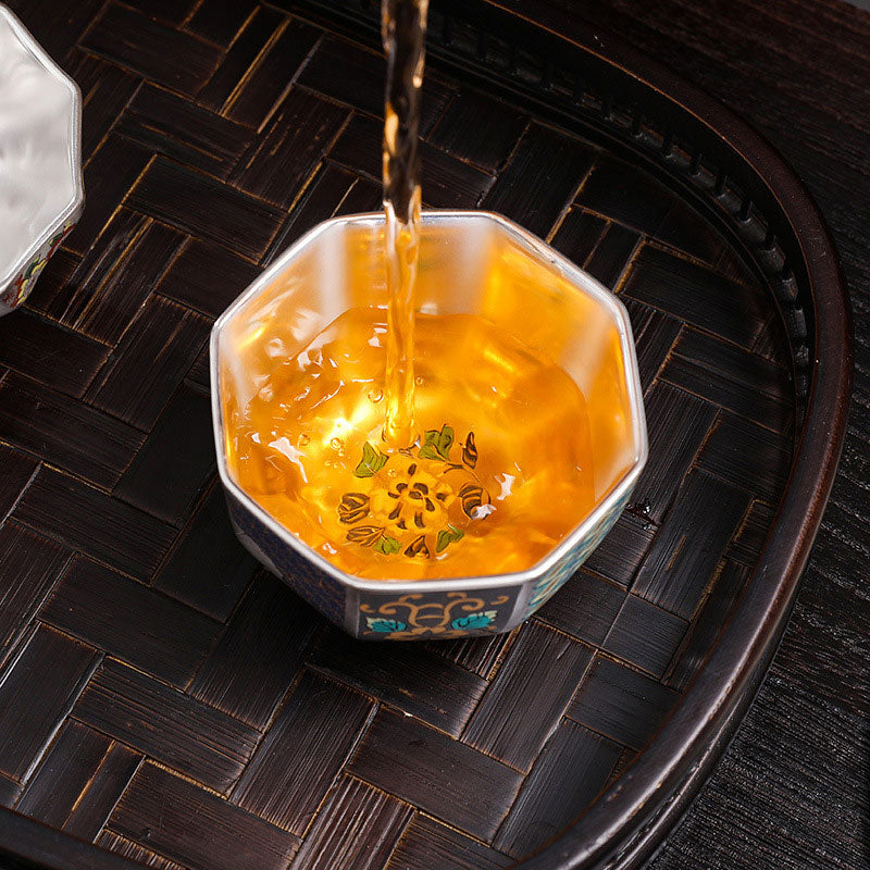 Buddha Stones Fiori di crisantemo Tazza da tè in ceramica Tazza da tè Kung Fu