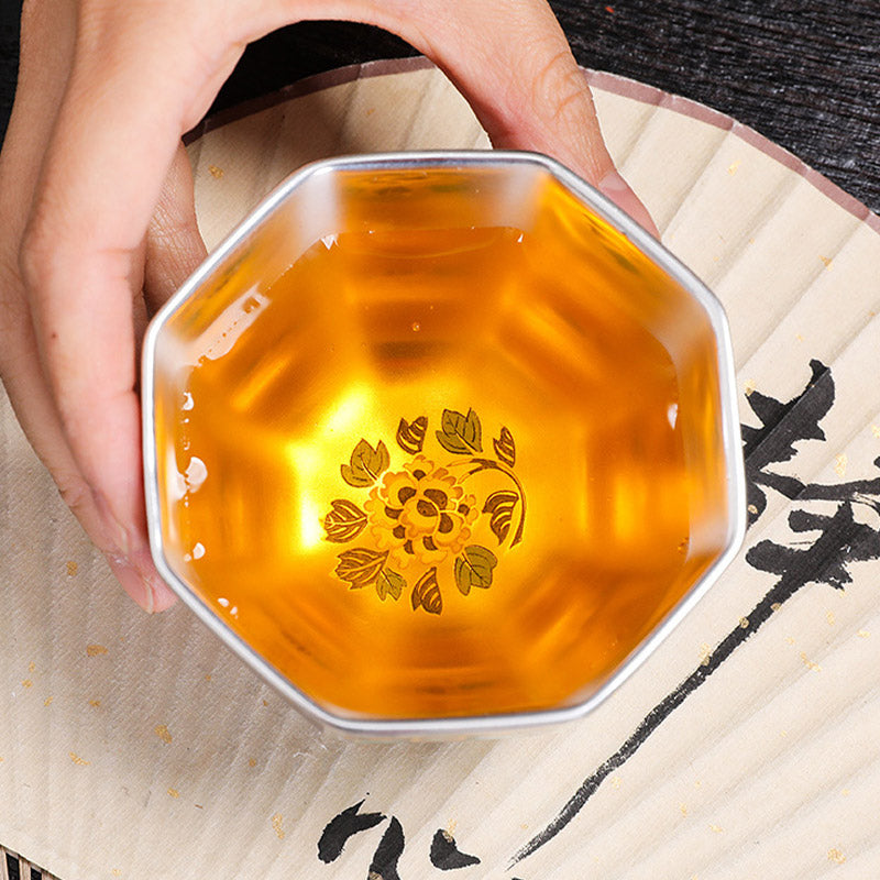 Buddha Stones Fiori di crisantemo Tazza da tè in ceramica Tazza da tè Kung Fu
