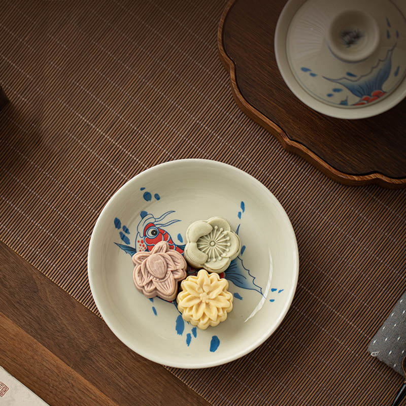Buddha Stones Koi Fish Arowana Ceramica Gaiwan Sancai Tazza da tè Kung Fu Tazza da tè con coperchio 130ml