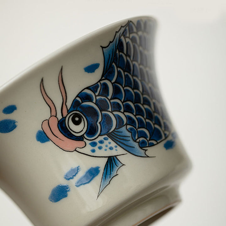 Buddha Stones Koi Fish Arowana Ceramica Gaiwan Sancai Tazza da tè Kung Fu Tazza da tè con coperchio 130ml