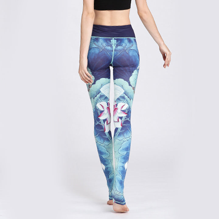 Pantaloni da yoga sportivi da donna con stampa di fiori di loto Buddha Stones, leggings per fitness e yoga. - image 19