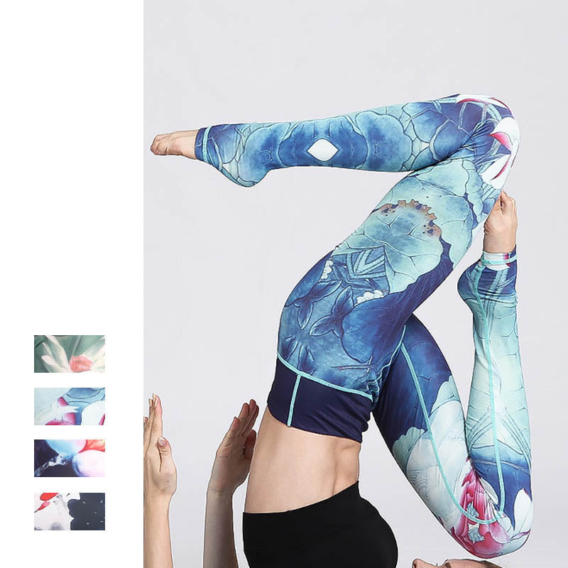 Pantaloni da yoga sportivi da donna con stampa di fiori di loto Buddha Stones, leggings per fitness e yoga. - image 20