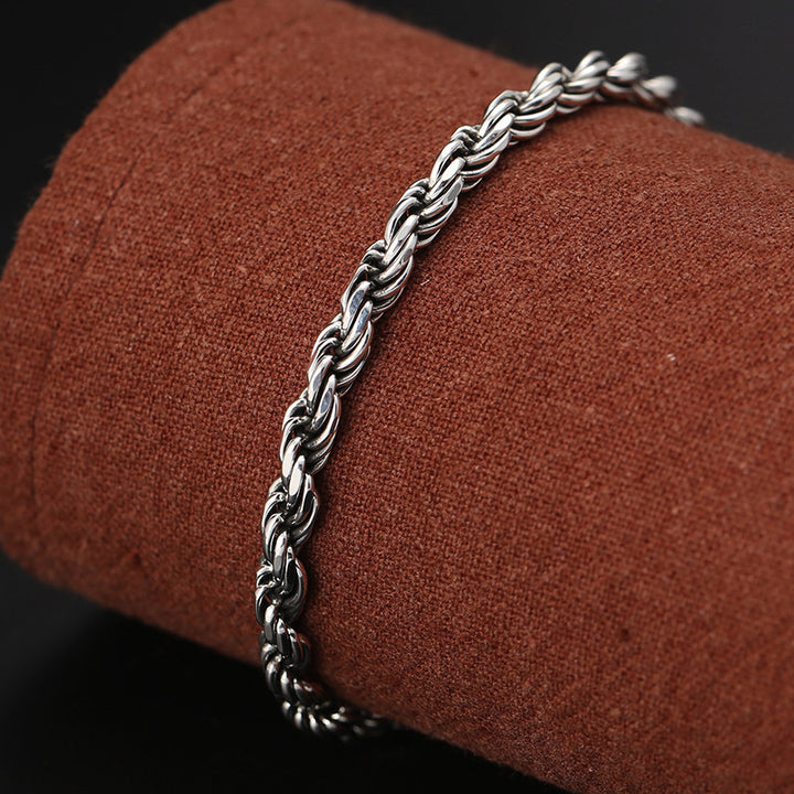 Buddha Stones 925 Sterling Silver Tibet Om Mani Padme Hum Doppio Dorje Vajra Twisted Design Bracciale Peace Love - image 4