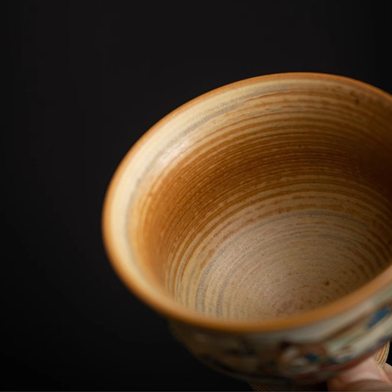 Tazza da tè in ceramica Gaiwan Sancai con Buddha Stones Dunhuang Flying Apsaras Tazza da tè Kung Fu con coperchio