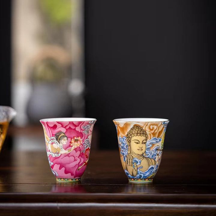 Tazza da tè Kung Fu Buddha Stones Dunhuang Color Flying Apsaras