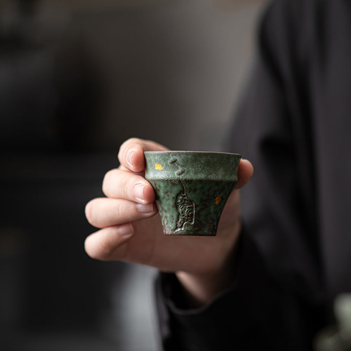 Buddha Stones Piccola tazza da tè in ceramica in stile vintage Tazza da tè Kung Fu 50 ml