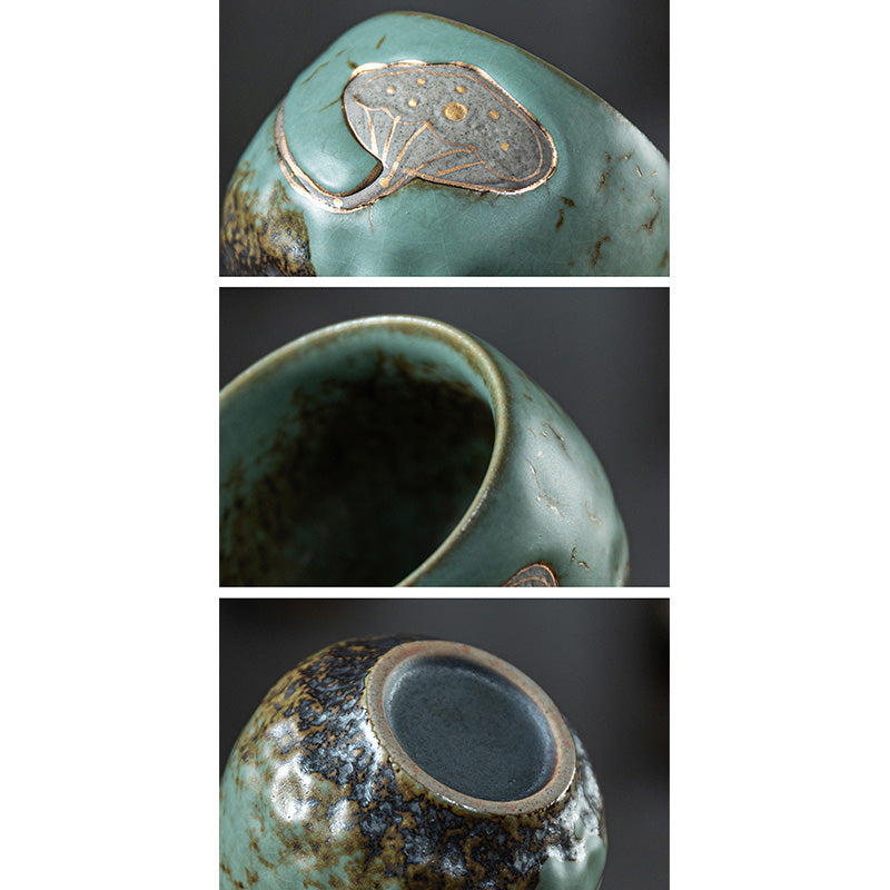 Tazza da tè incisa con baccello di loto Buddha Stones, tazza da tè Kung Fu