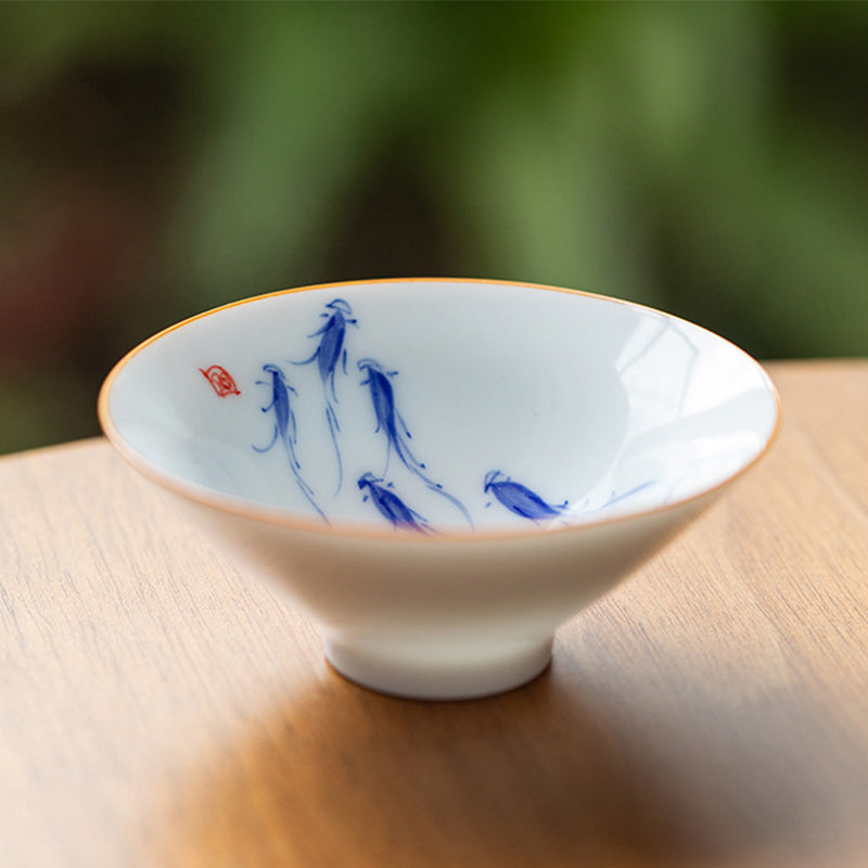 Buddha Stones Mandala Fiore Koi Pesce Loto Uccello Cachi Tazza da tè Kung Fu Tazza da tè 50ml