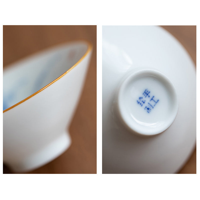 Buddha Stones Mandala Fiore Koi Pesce Loto Uccello Cachi Tazza da tè Kung Fu Tazza da tè 50ml