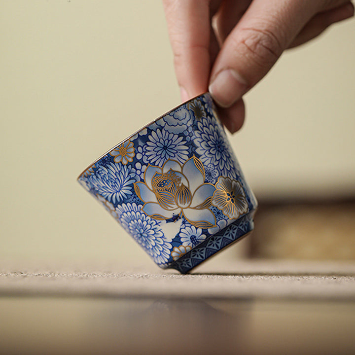 Buddha Stones Loto Crisantemo Fiore di Prugna Tazza da Tè Kung Fu Tazza da Tè Teiera