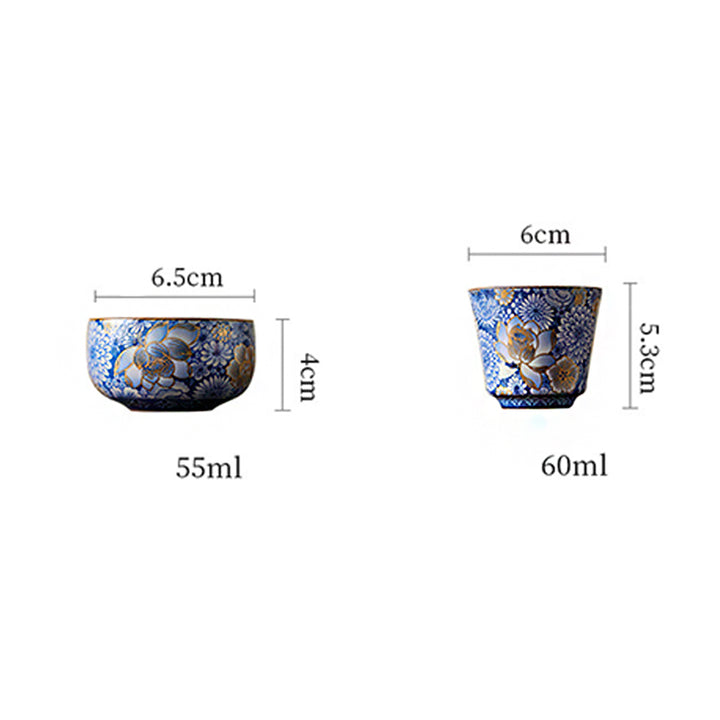 Buddha Stones Loto Crisantemo Fiore di Prugna Tazza da Tè Kung Fu Tazza da Tè Teiera