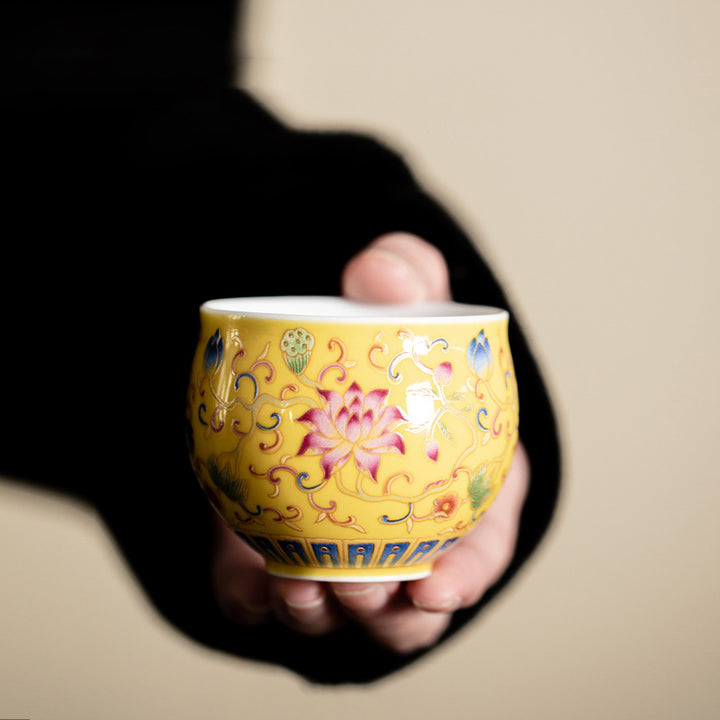 Tazza da tè in ceramica con motivo a baccello di fiore di loto Buddha Stones Kung Fu Tea Cup 80ml