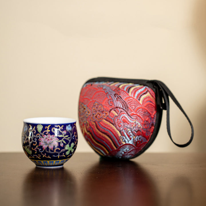 Tazza da tè in ceramica con motivo a baccello di fiore di loto Buddha Stones Kung Fu Tea Cup 80ml