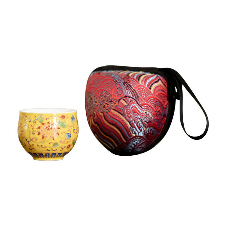 Tazza da tè in ceramica con motivo a baccello di fiore di loto Buddha Stones Kung Fu Tea Cup 80ml