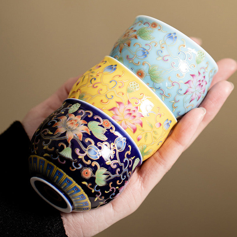 Tazza da tè in ceramica con motivo a baccello di fiore di loto Buddha Stones Kung Fu Tea Cup 80ml