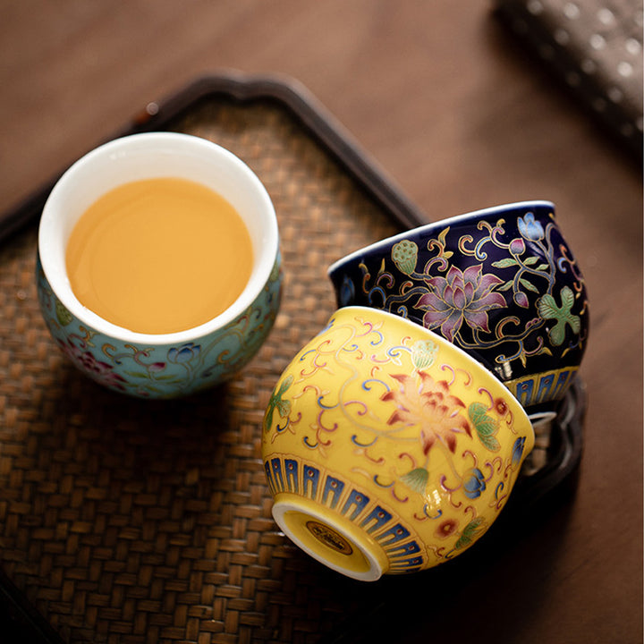 Tazza da tè in ceramica con motivo a baccello di fiore di loto Buddha Stones Kung Fu Tea Cup 80ml