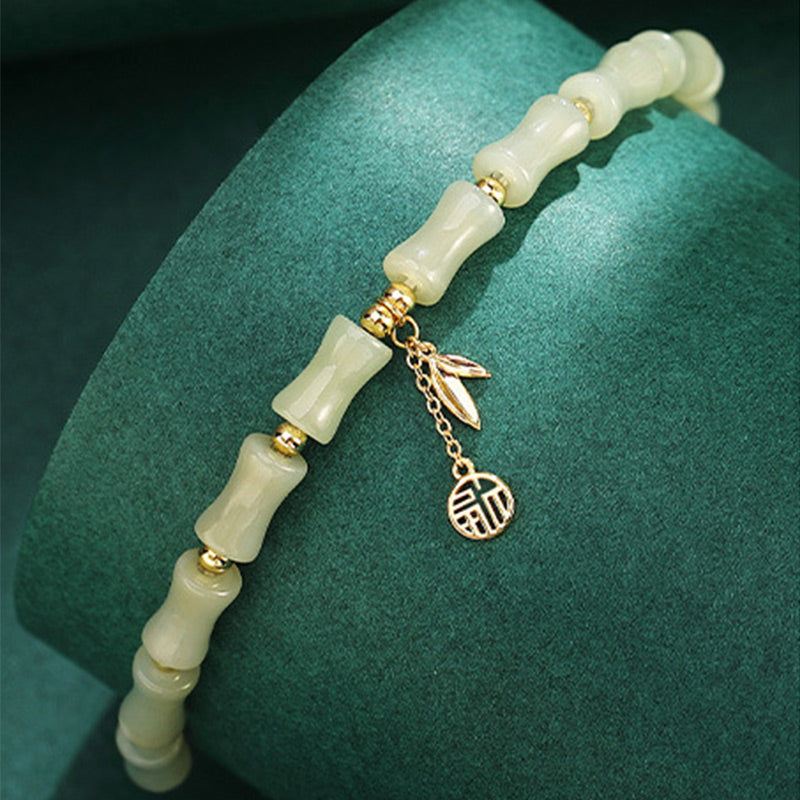Buddha Stones in argento sterling 925 con giada Hetian, bambù, carattere Fu, prosperità, braccialetto - Braccialetto con carattere Fu in giada Hetian (18 cm, adatto per polsi con circonferenza di 14-16 cm) - image 12