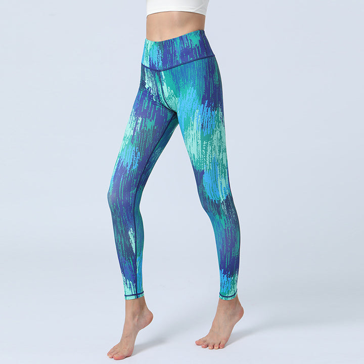 Pantaloni da yoga con stampa di Buddha Stones , sportivi, fitness, yoga, leggings a vita alta, pantaloni da yoga da donna - Blu Verde - US8-10, UK/AU12-14, EU40-42 (XL)  - image 8