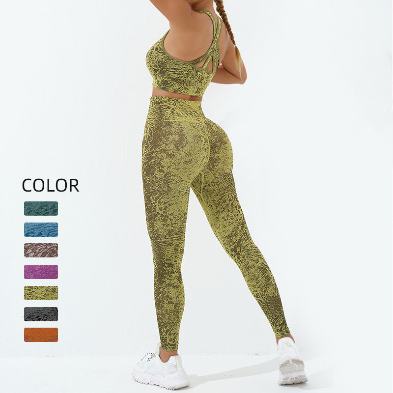 Buddha Stones 2 pezzi senza cuciture stampa fitness crop canotta pantaloni sport palestra abiti da donna set yoga - image 5
