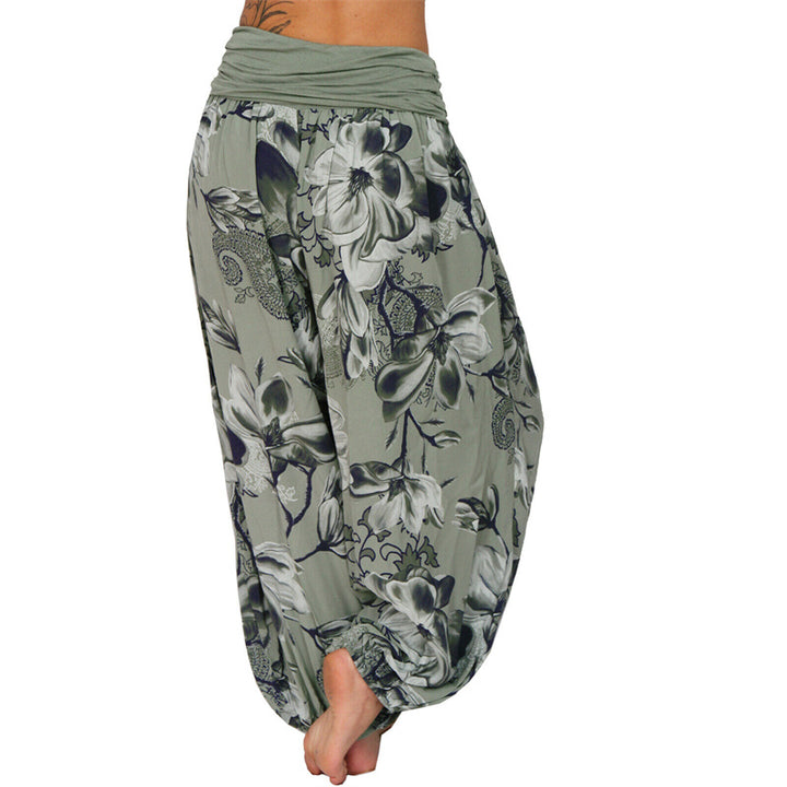 Pantaloni harem larghi con motivo a foglie di fiore Buddha Stones, pantaloni da yoga da donna - image 33