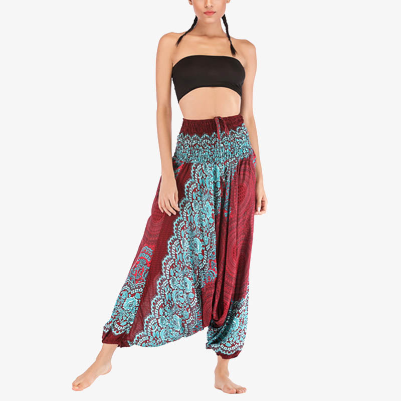 Pantaloni harem larghi con motivo geometrico rotondo Buddha Stones, due stili, tuta, pantaloni da yoga da donna a vita alta - image 3