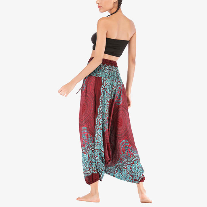 Pantaloni harem larghi con motivo geometrico rotondo Buddha Stones, due stili, tuta, pantaloni da yoga da donna a vita alta - image 6