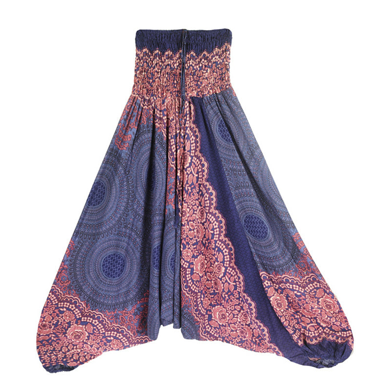 Pantaloni harem larghi con motivo geometrico rotondo Buddha Stones, due stili, tuta, pantaloni da yoga da donna a vita alta - Blu - US2-12， UK/AU6-16，EU34-44 (F) - image 10