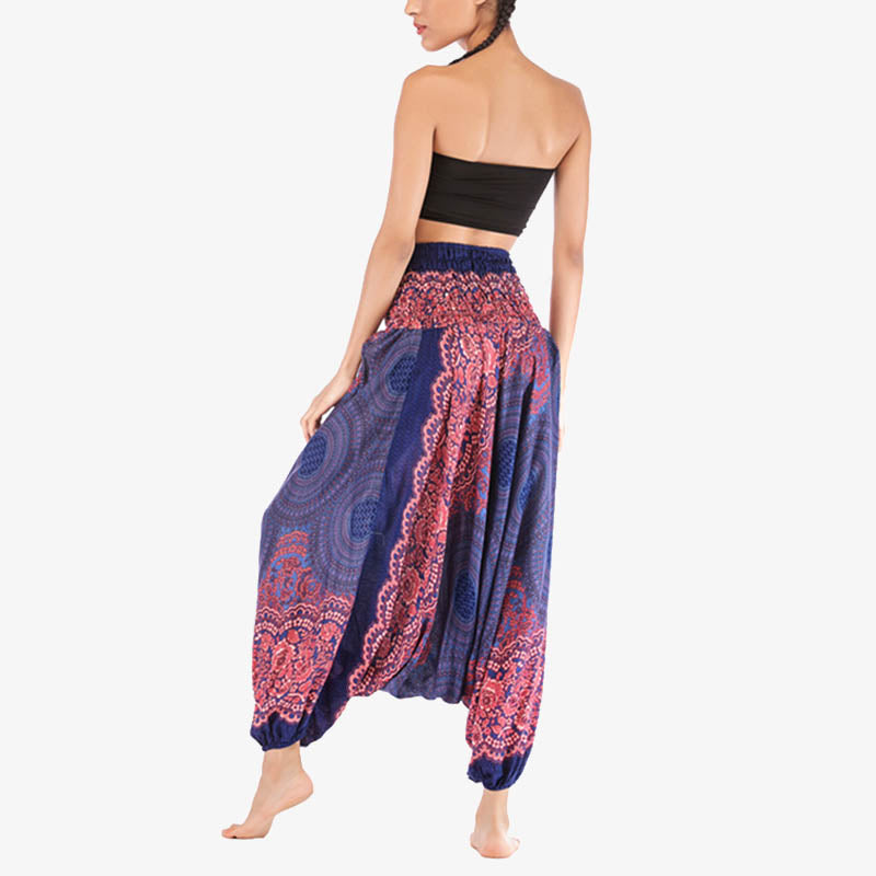 Pantaloni harem larghi con motivo geometrico rotondo Buddha Stones, due stili, tuta, pantaloni da yoga da donna a vita alta - image 13