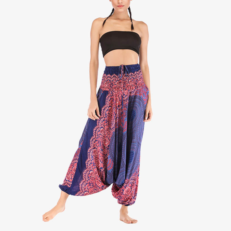 Pantaloni harem larghi con motivo geometrico rotondo Buddha Stones, due stili, tuta, pantaloni da yoga da donna a vita alta - image 14