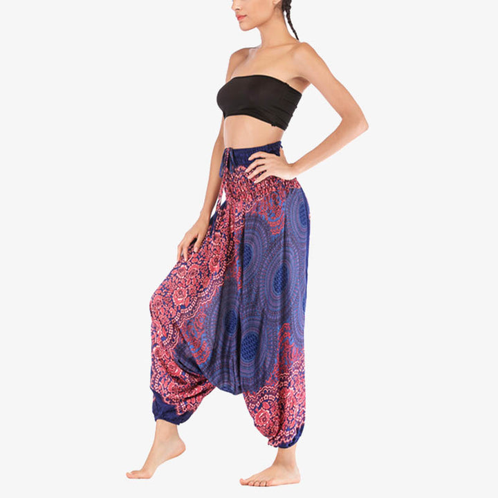 Pantaloni harem larghi con motivo geometrico rotondo Buddha Stones, due stili, tuta, pantaloni da yoga da donna a vita alta - image 12