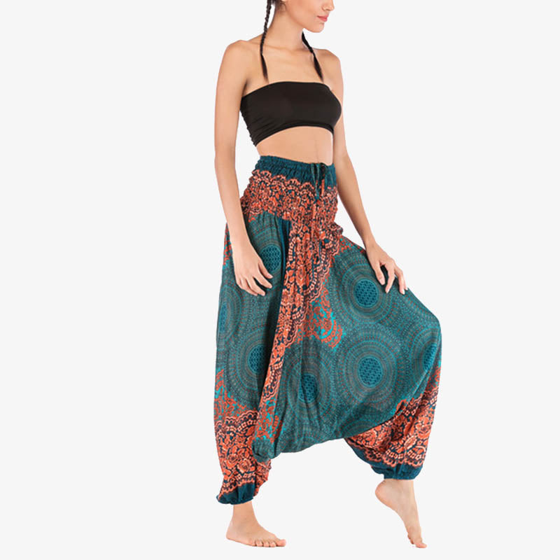 Pantaloni harem larghi con motivo geometrico rotondo Buddha Stones, due stili, tuta, pantaloni da yoga da donna a vita alta - image 22