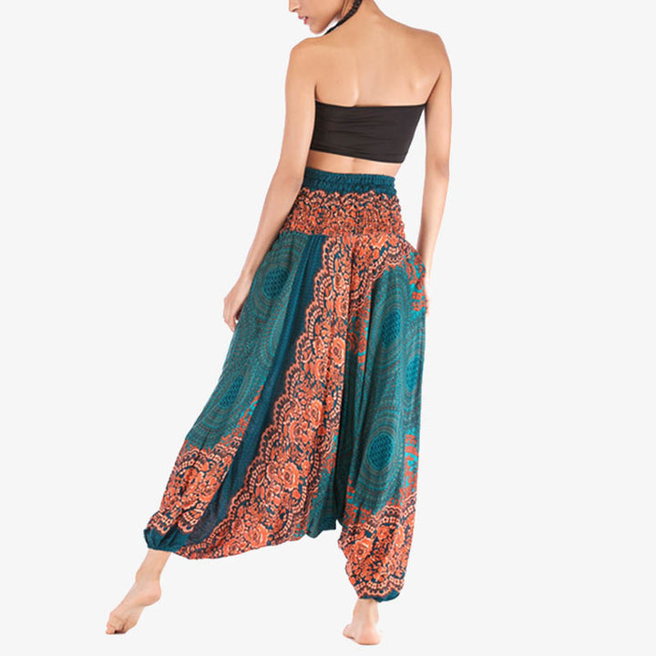 Pantaloni harem larghi con motivo geometrico rotondo Buddha Stones, due stili, tuta, pantaloni da yoga da donna a vita alta - image 23