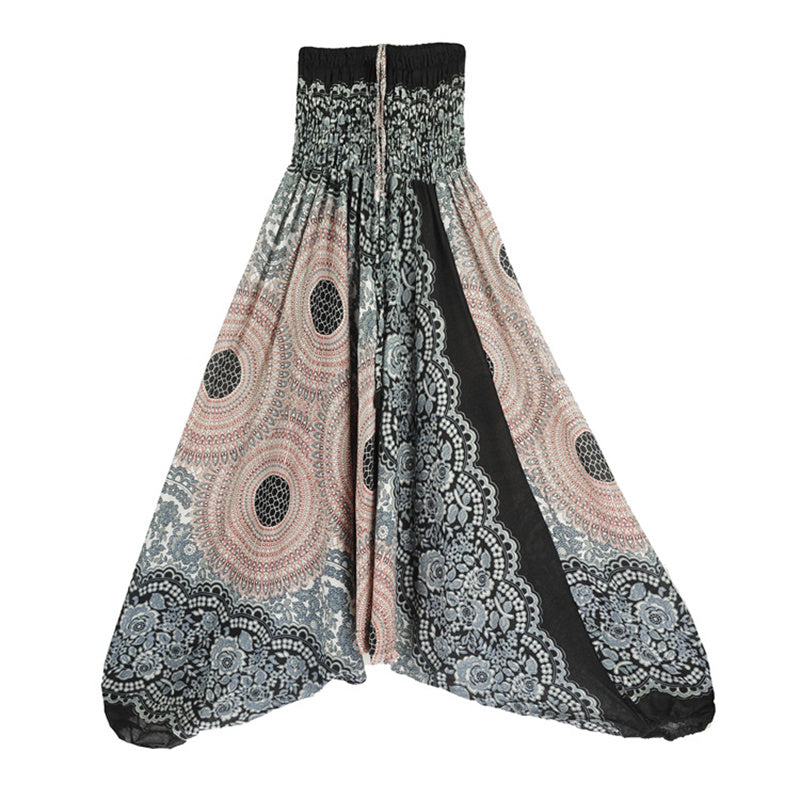 Pantaloni harem larghi con motivo geometrico rotondo Buddha Stones, due stili, tuta, pantaloni da yoga da donna a vita alta - Beige - US2-12, UK/AU6-16, EU34-44 (F) - image 28