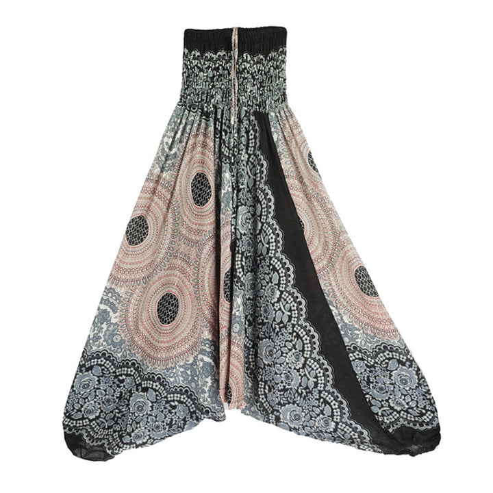 Pantaloni harem larghi con motivo geometrico rotondo Buddha Stones, due stili, tuta, pantaloni da yoga da donna a vita alta - Beige - US2-12, UK/AU6-16, EU34-44 (F) - image 28