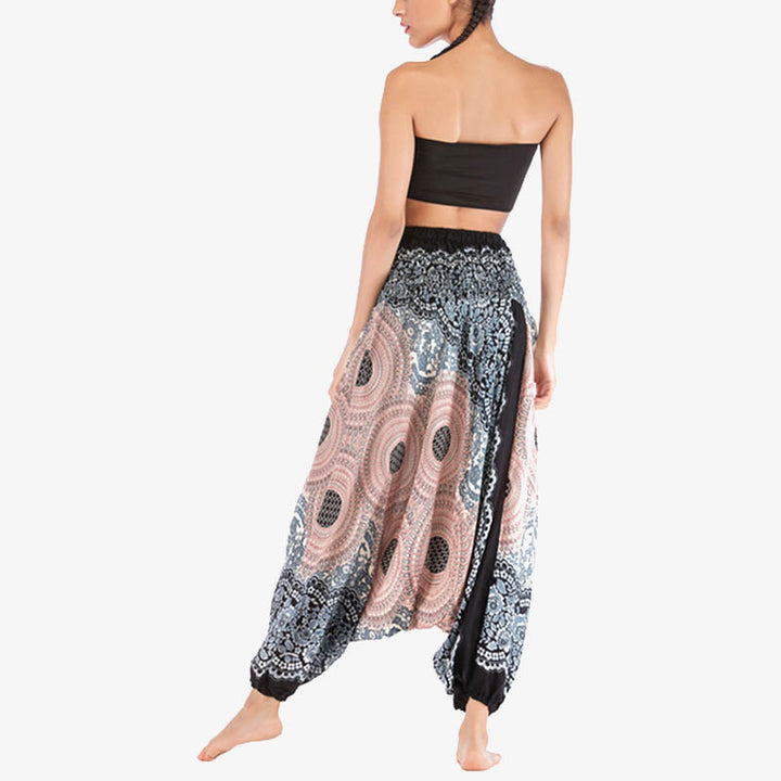 Pantaloni harem larghi con motivo geometrico rotondo Buddha Stones, due stili, tuta, pantaloni da yoga da donna a vita alta - image 31