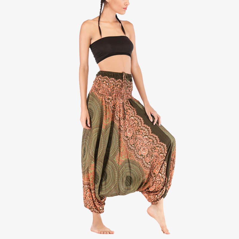 Pantaloni harem larghi con motivo geometrico rotondo Buddha Stones, due stili, tuta, pantaloni da yoga da donna a vita alta - image 41